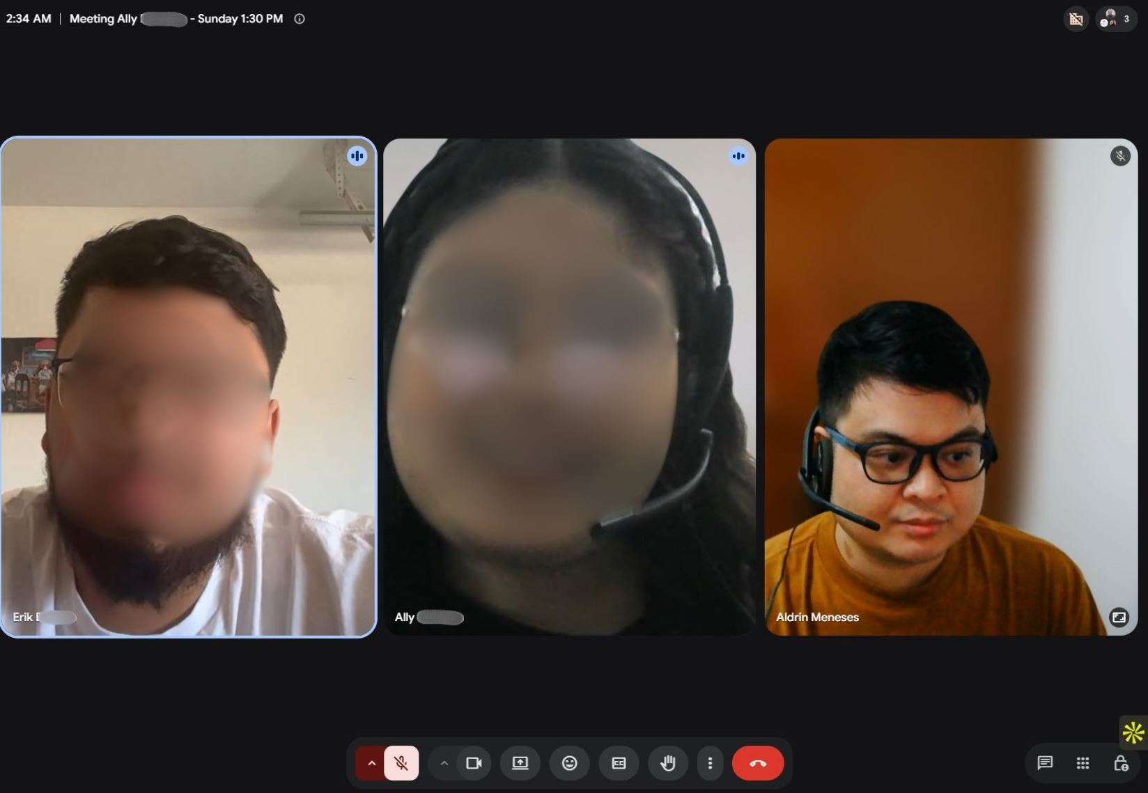 Client and candidates meeting together in a video group interview